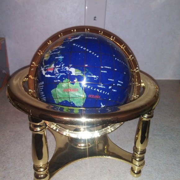 Lapis Other - Vintage Lapis World Globe Semi-Precious Inlaid Gem